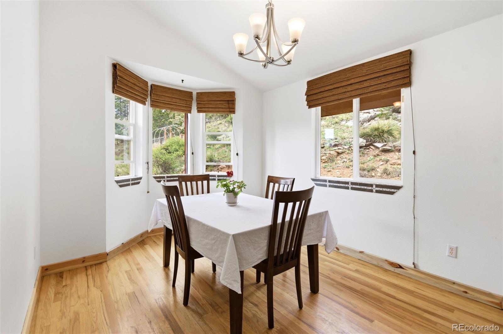 202 Badger Lane Bailey, CO 80421 - Photo 12 of 50 a view of a dining room with furniture window and wooden floor
