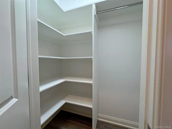 a view of an empty walk in closet
