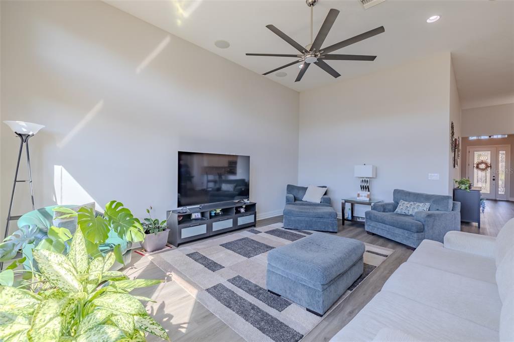 4950 Diamonds Palm Loop Wesley Chapel, FL 33543 - Photo 18 of 65 a living room with furniture a flat screen tv and a potted plant