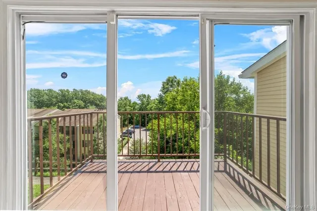 a view of a wooden deck