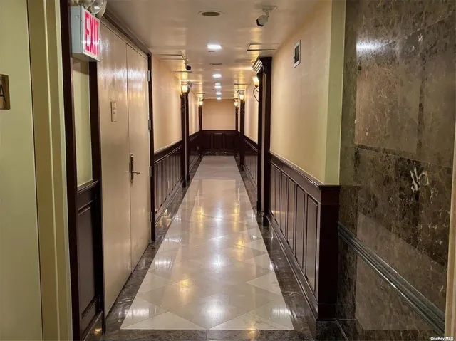 a view of a hallway with a elevator