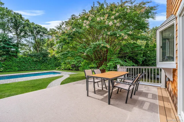 a outdoor view with a seating space