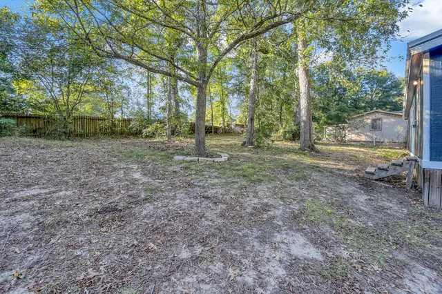 a view of a yard with tree s