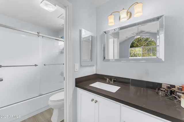 a bathroom with a sink a toilet and a shower