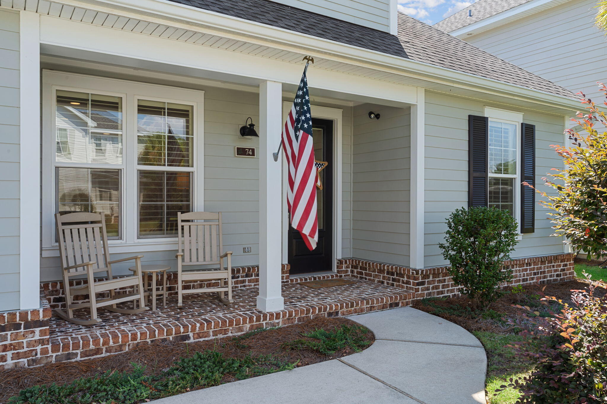 a front view of a house with entryway