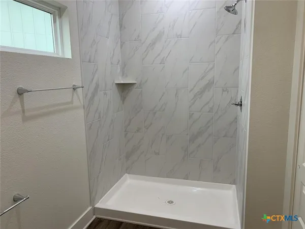 a bathroom with a tub