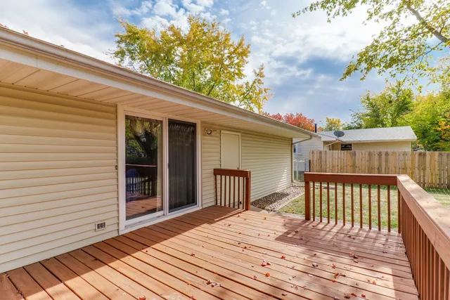 a view of a wooden deck