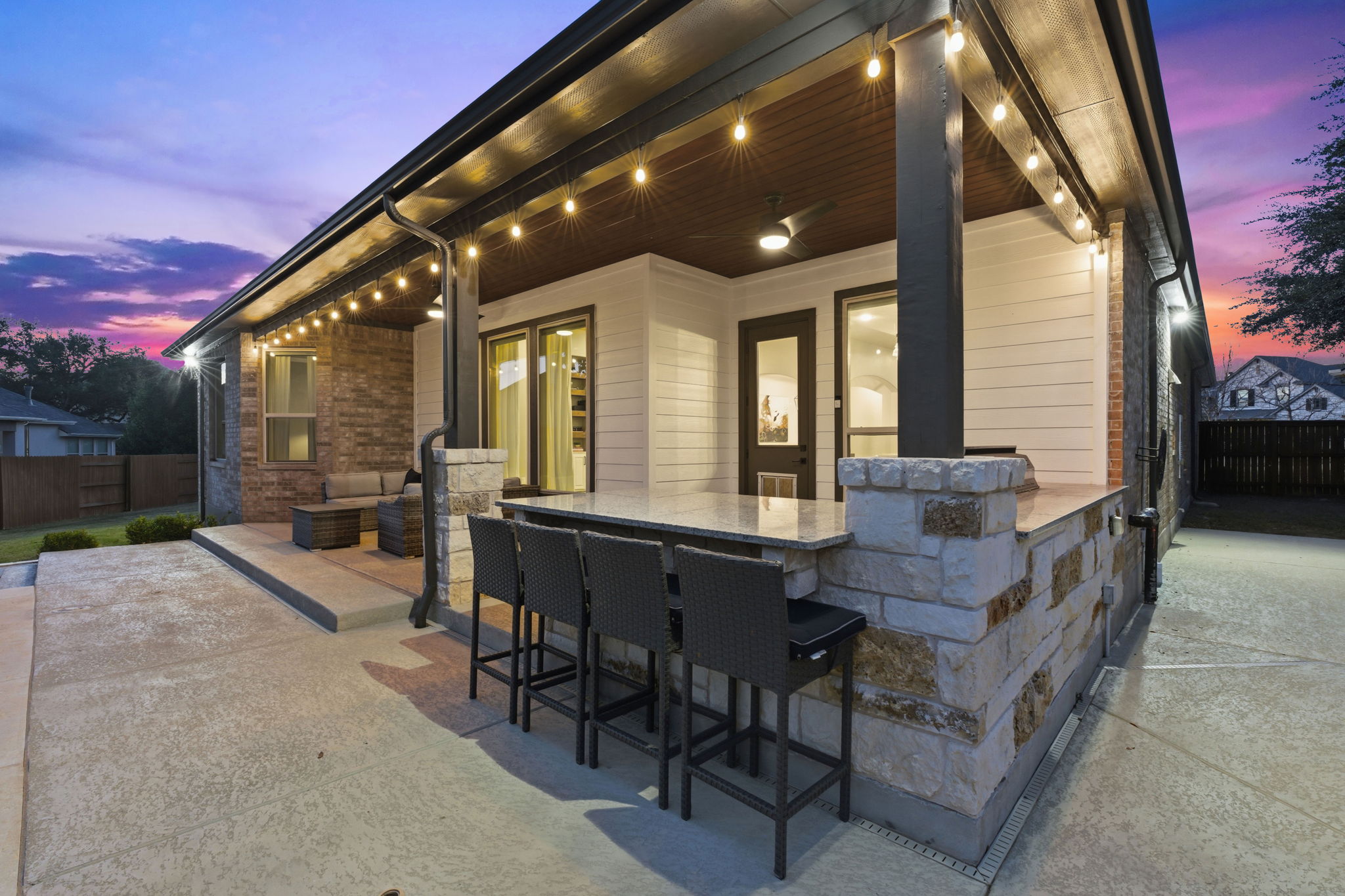 512 Choke Canyon Lane Georgetown, TX 78628 - Photo 35 of 37 Patio terrace at dusk with a patio