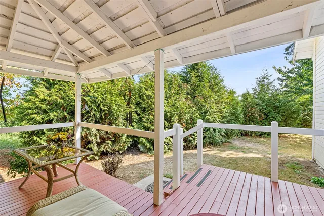 a view of porch with seating space