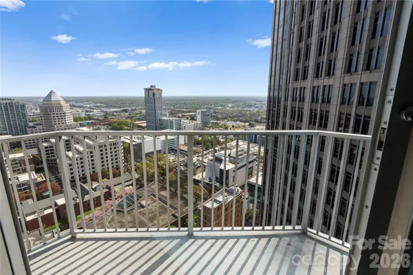 a view of city from a balcony