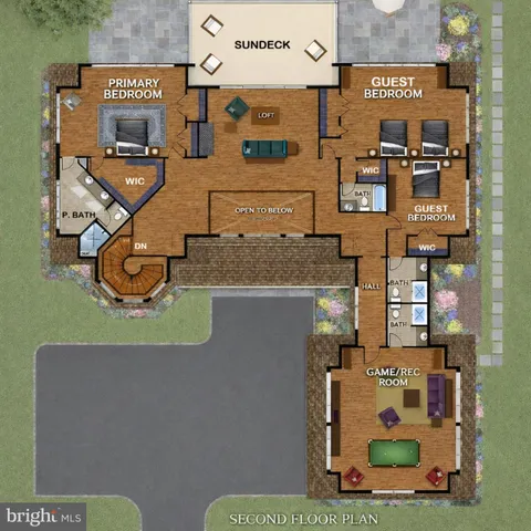 a front view of a house with yard and green space