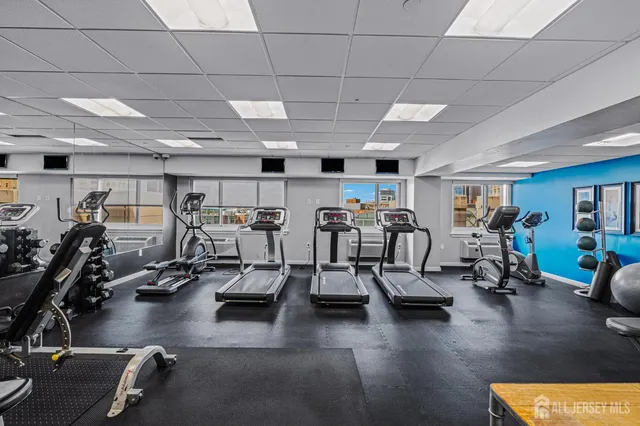 a view of a room with gym equipment