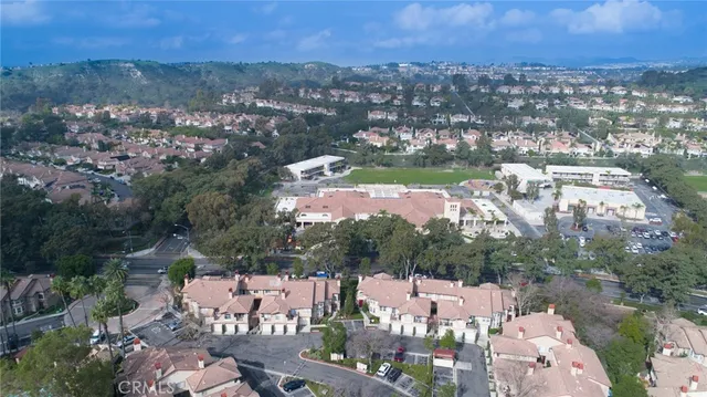 a aerial view of a house with garden