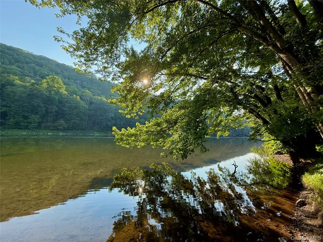 a view of lake and mountain