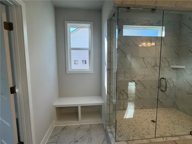 a bathroom with a shower