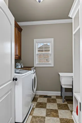 a room with a washer and dryer