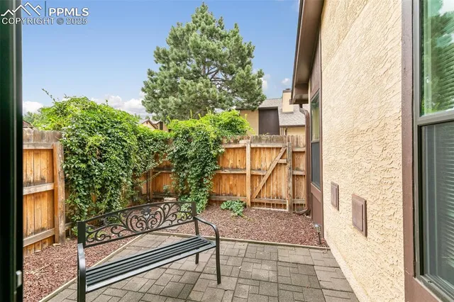 a view of a bench in the balcony