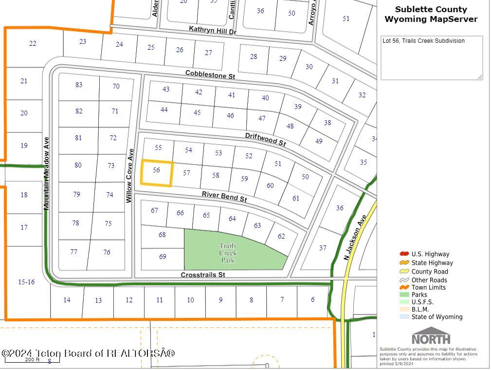 River Bend Street Pinedale, WY 82941 - Photo 9 of 9 GIS Map of Lot