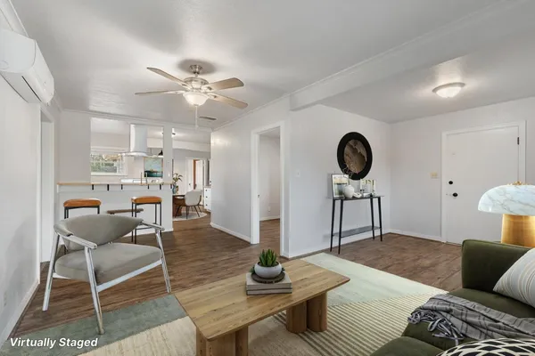 a living room with furniture