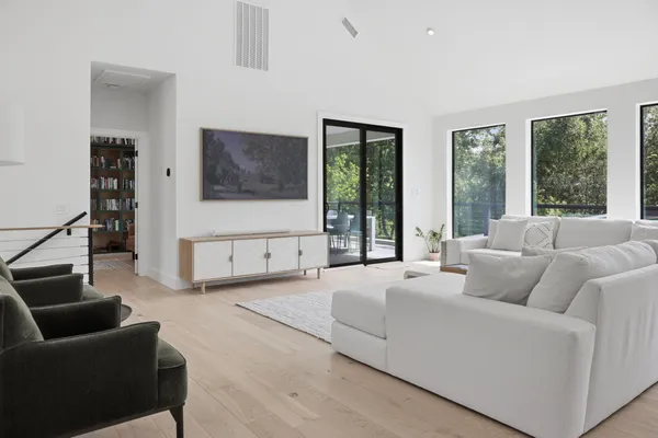 a living room with furniture and a couch