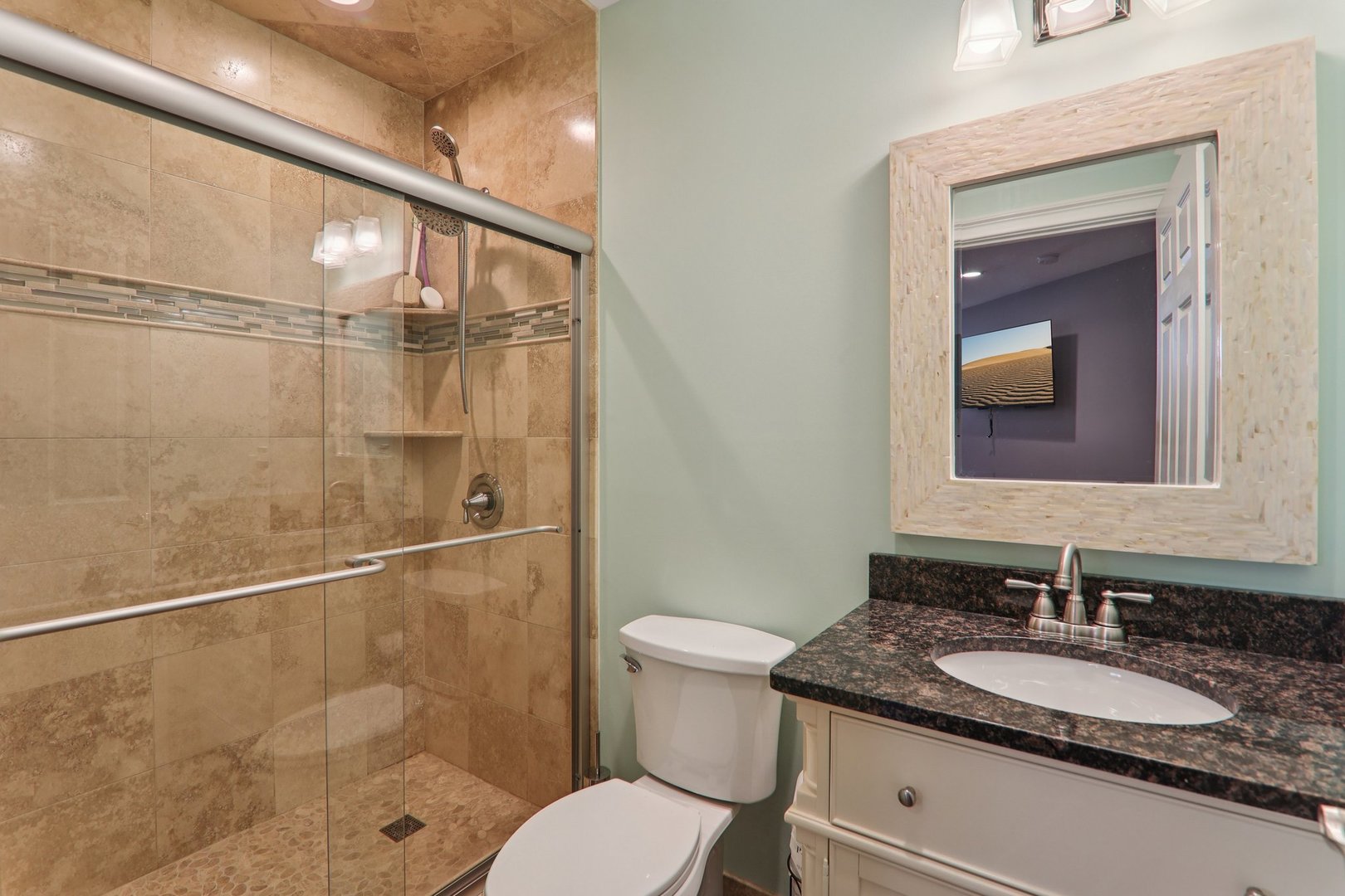 124 Hubbard Court Wauconda, IL 60084 - Photo 29 of 47 a bathroom with a granite countertop sink mirror vanity and toilet