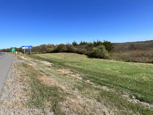 a view of a field with an ocean