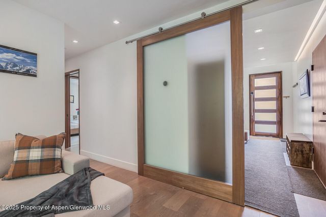 a view of a garage with furniture