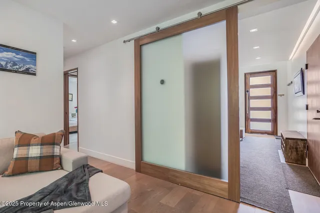 a view of a garage with furniture