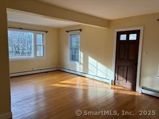 an empty room with window