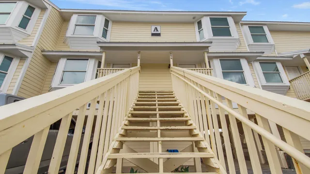 a view of a building with a balcony