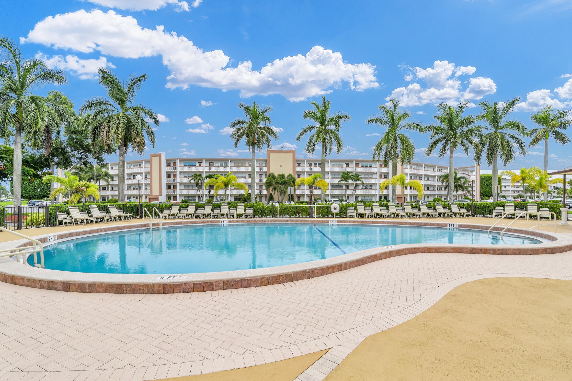 2043 Cornwall C, Unit 2043 Boca Raton, FL 33434 - Photo 18 of 22 a view of swimming pool with outdoor seating and city view