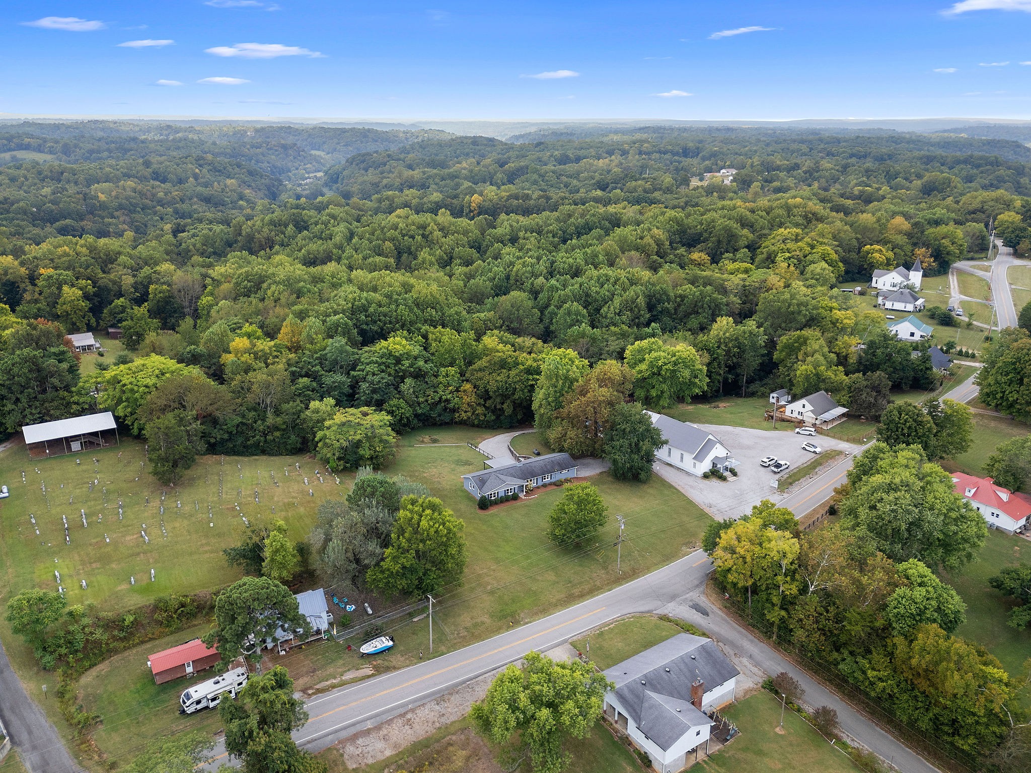 2337 Les Robinson Road Columbia, TN 38401 - Photo 40 of 42 an aerial view of residential houses with outdoor space and lake view