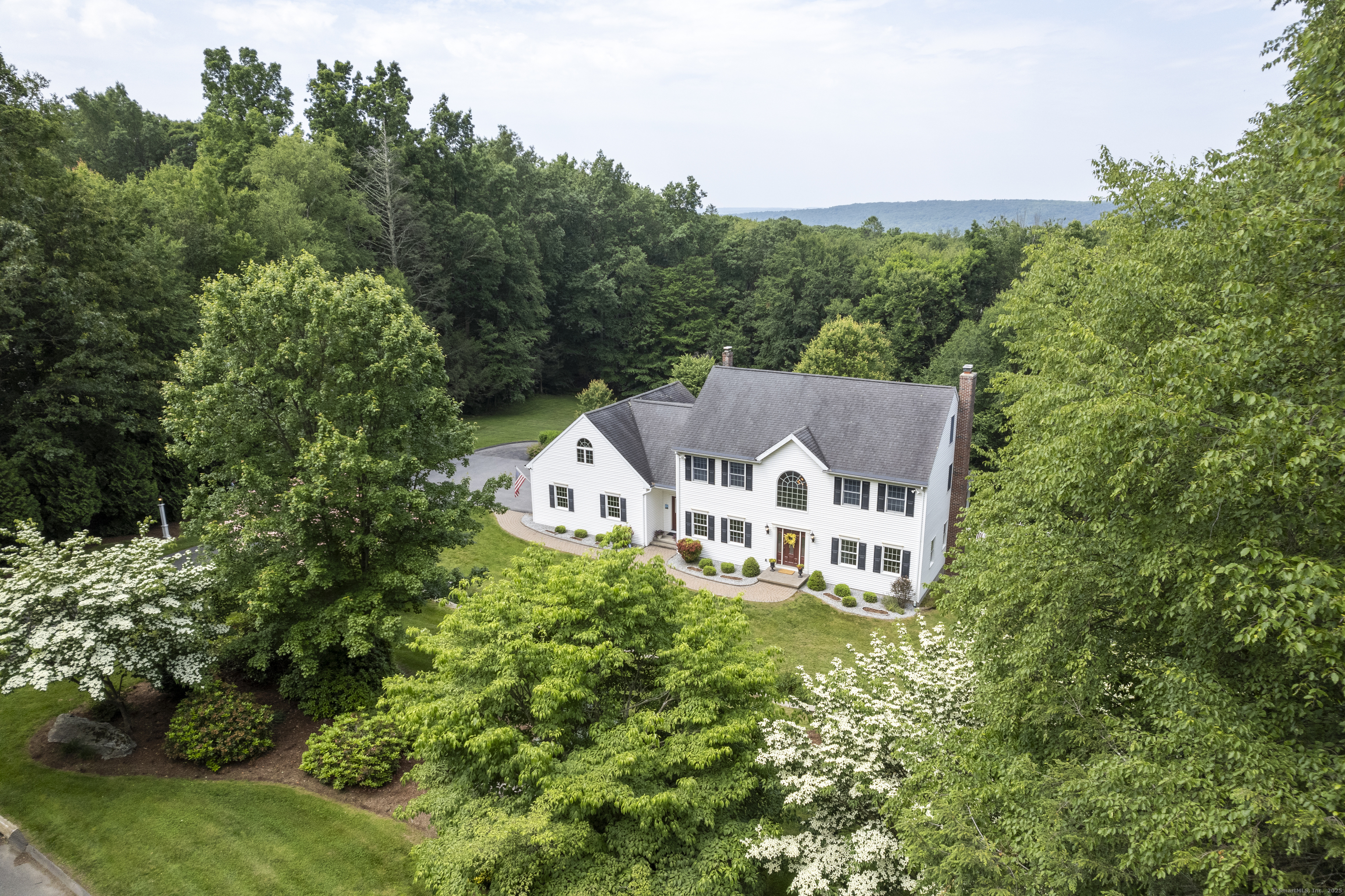 109 Andrew Drive Canton, CT 06019 - Photo 1 of 1 an aerial view of a house with yard and trees in the background
