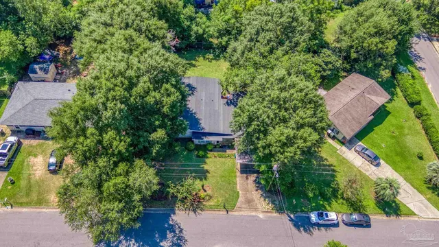 an aerial view of a house