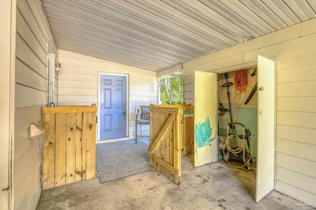 a view of a backyard with a garden