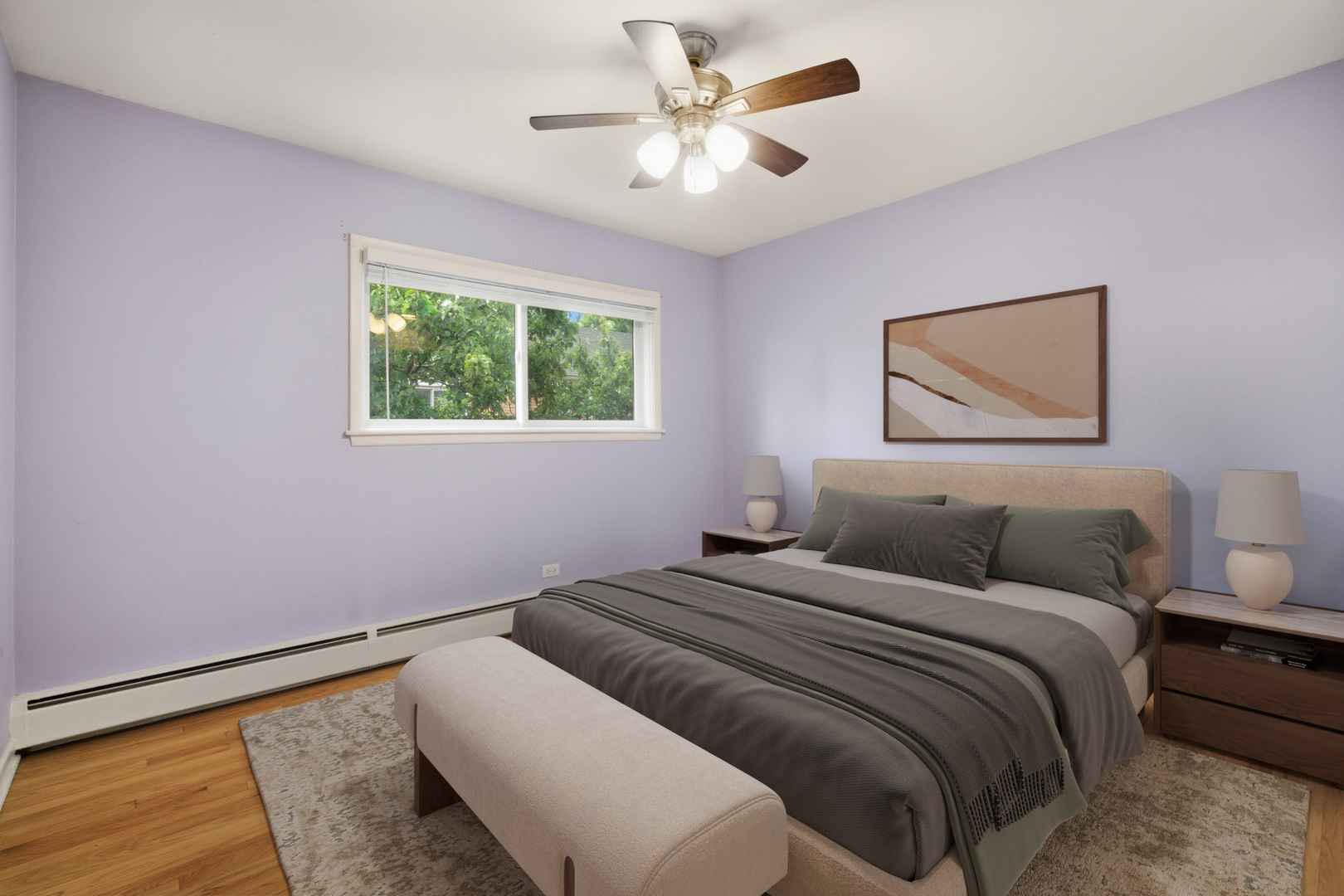 1341 Greenwillow Lane, Unit C Glenview, IL 60025 - Photo 18 of 28 a bedroom with a large bed and a chandelier