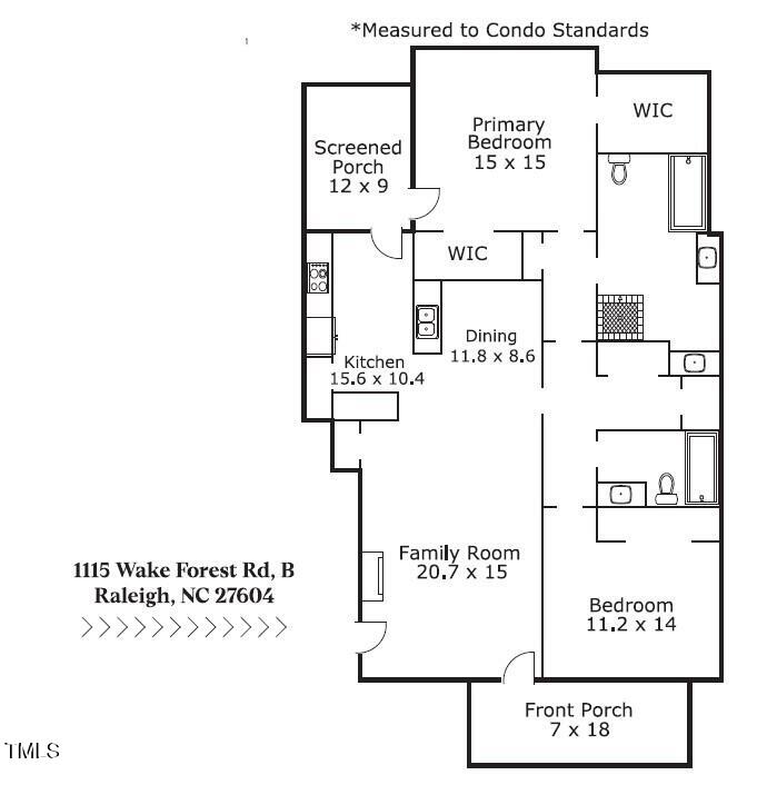 1115 Wake Forest Road, Unit B Raleigh, NC 27604 - Photo 37 of 37 Sketch Pic for MLS