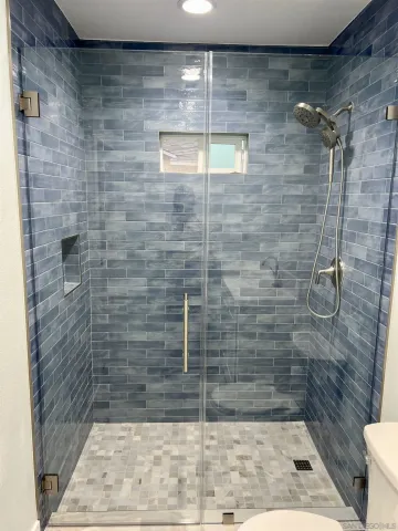 a bathroom with a shower