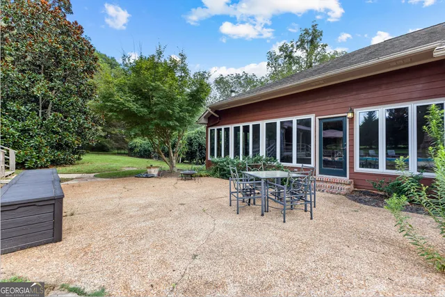 a view of a park with a tree