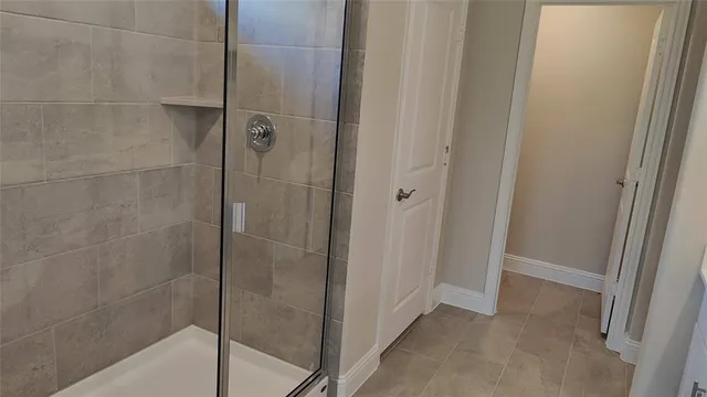 a view of an empty walk in closet