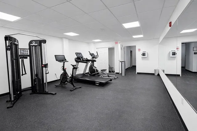 a view of a room with gym equipment