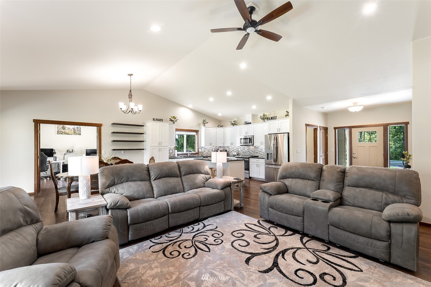 81 East Lighthouse Road Shelton, WA 98584 - Photo 7 of 28 a living room with furniture and a ceiling fan