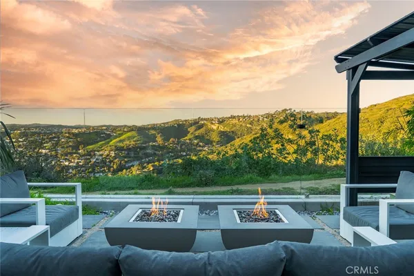 a outdoor view with a seating space