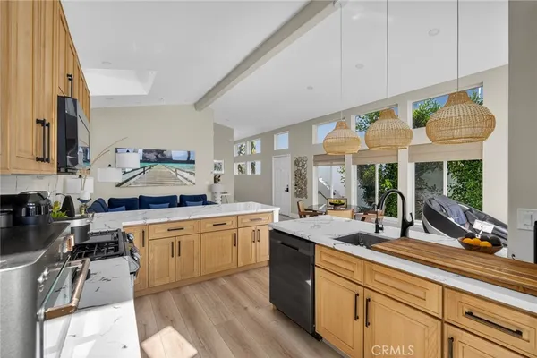 a kitchen with lots of counter top space
