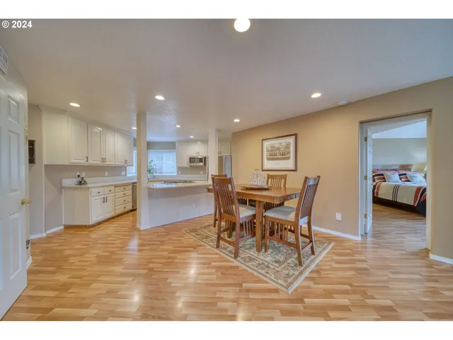 a view of a dining area with furniture