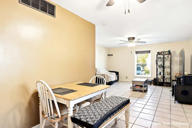 a living room with a couch and a table