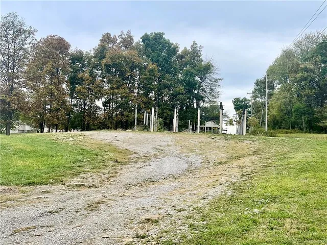 a big yard with trees in the background