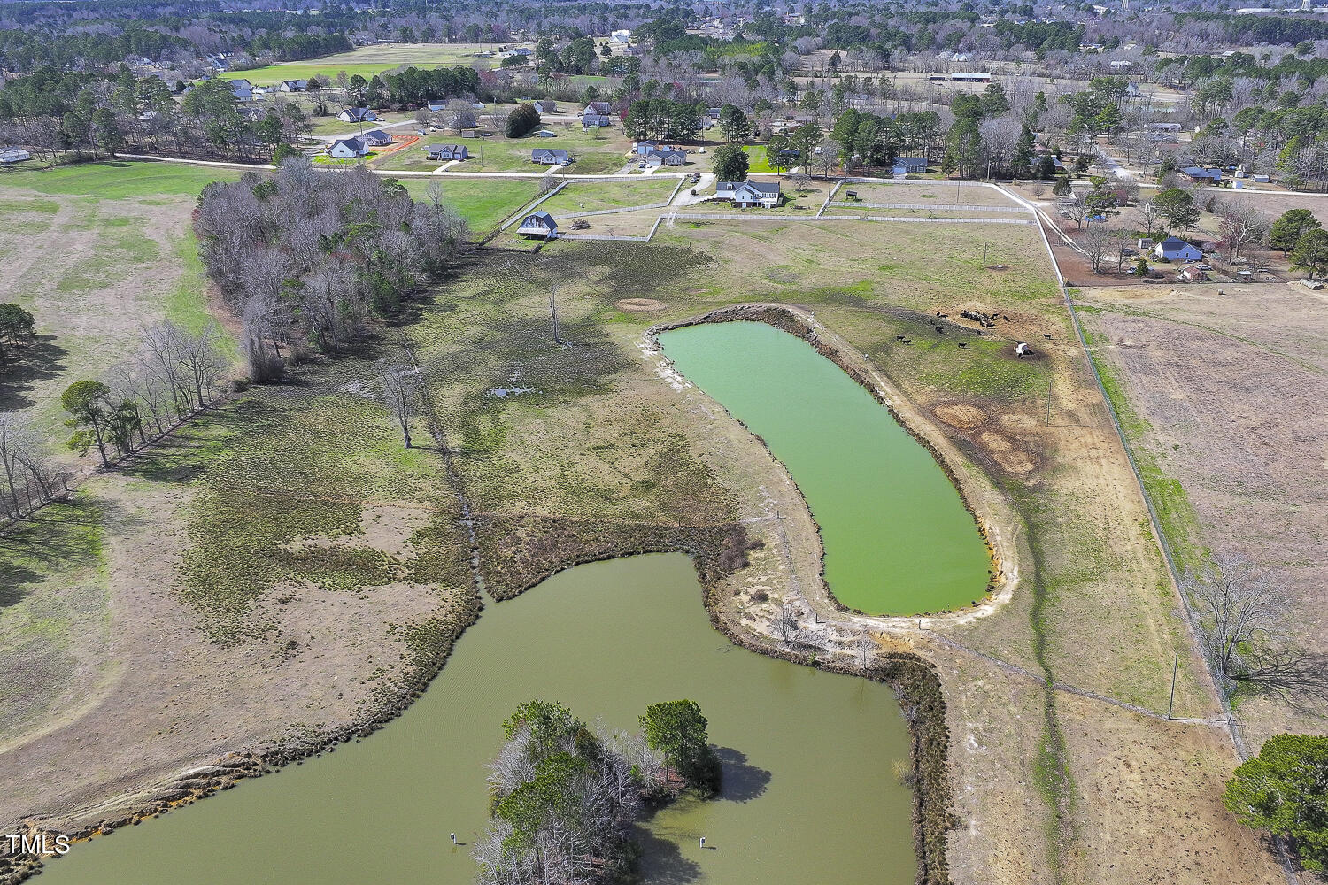 195 Williams Road Coats, NC 27521 - Photo 79 of 100 an aerial view of a swimming pool with a yard and lake view