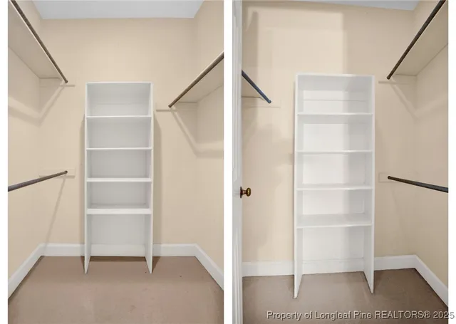 a view of an empty walk in closet