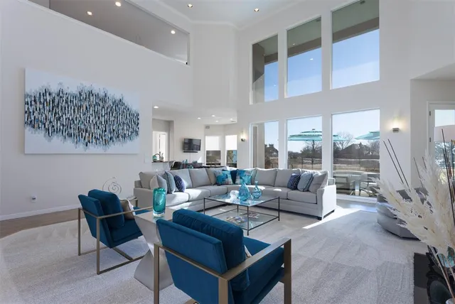 a living room with furniture